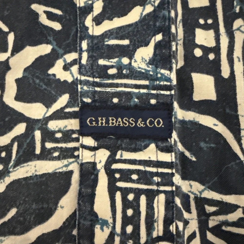 GH Bass Co Men's Short Sleeve Button Up Hawaiian Shirt Large. Vintage Cool‎